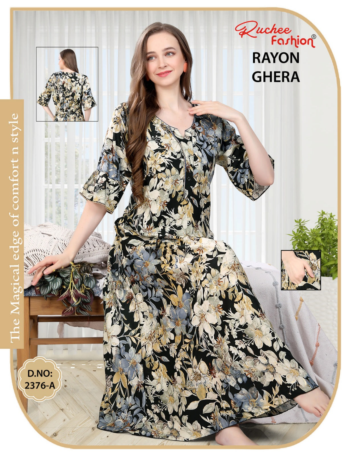 Rayon Ghera 101224 Ruchee Fashion Night Gowns Supplier Gujarat