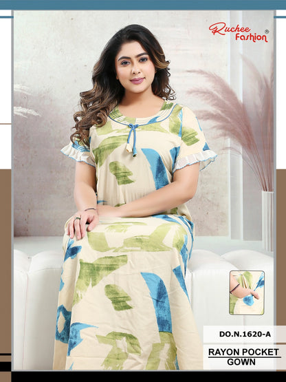 Rayon 010425 Ruchee Fashion Night Gowns Exporter India