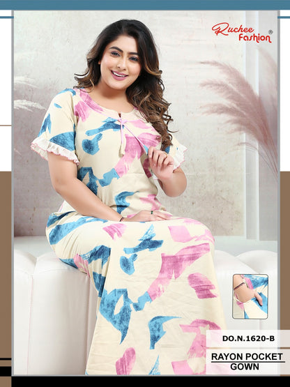 Rayon 010425 Ruchee Fashion Night Gowns Exporter India