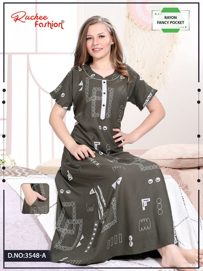 Rayon 0608 Ruchee Fashion Night Gowns Wholesaler India
