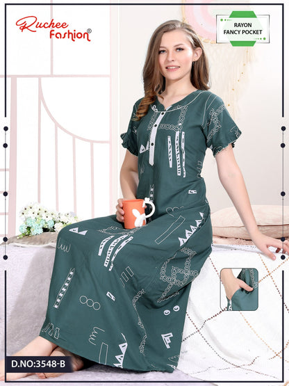 Rayon 0608 Ruchee Fashion Night Gowns Wholesaler India