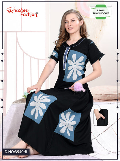 Rayon 0608 Ruchee Fashion Night Gowns Wholesaler India