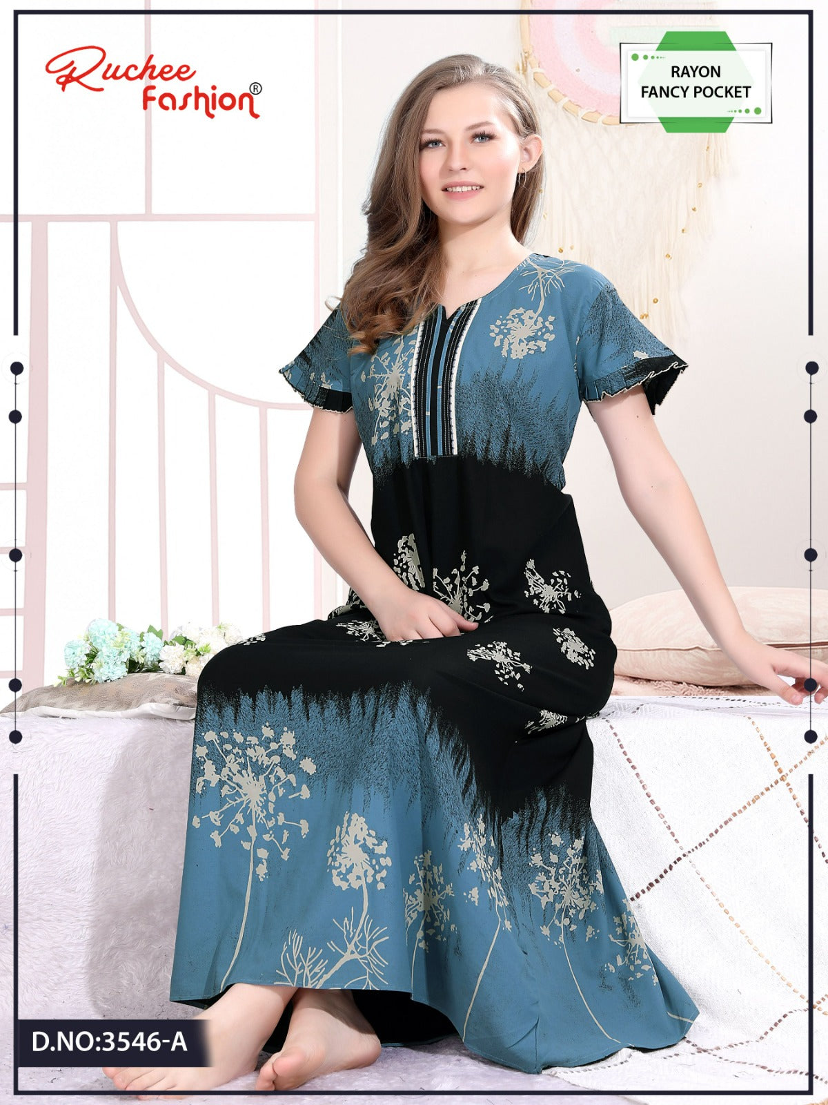 Rayon 0608 Ruchee Fashion Night Gowns Wholesaler India