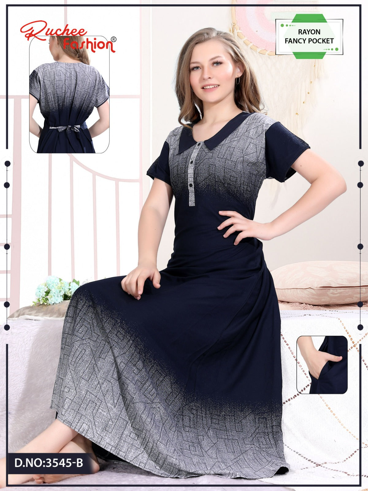 Rayon 0608 Ruchee Fashion Night Gowns Wholesaler India