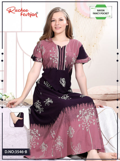 Rayon 0608 Ruchee Fashion Night Gowns Wholesaler India