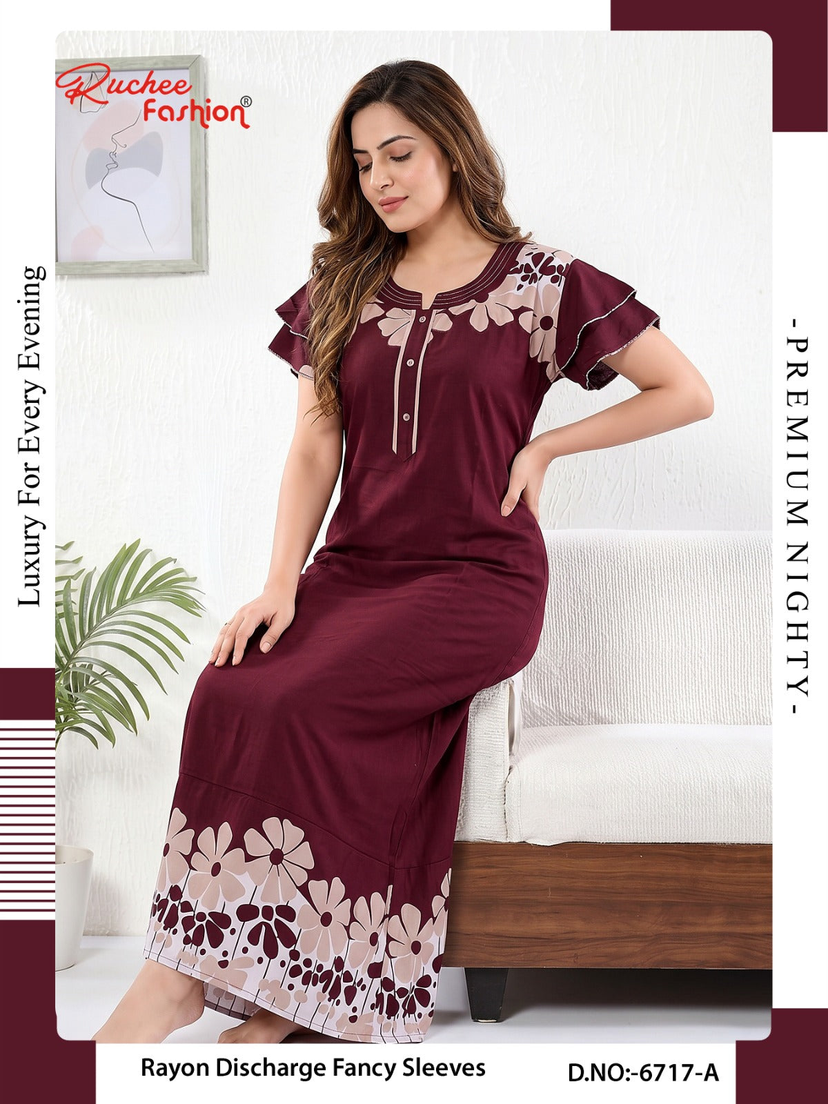 Rayon 070726 Ruchee Fashion Night Gowns Exporter