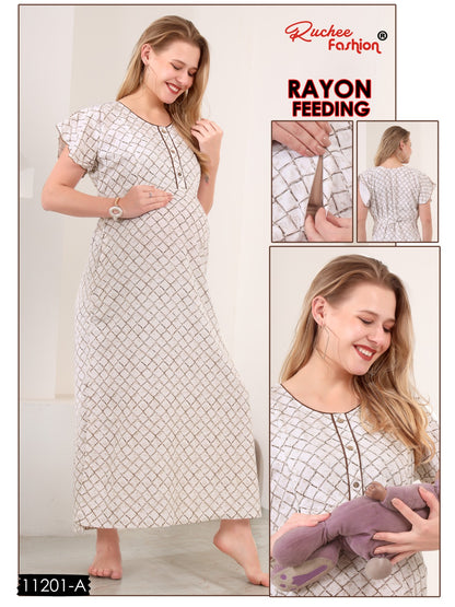 Rayon 11200-11206 Ruchee Fashion Feeding Night Gown Wholesaler Ahmedabad
