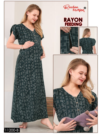Rayon 11200-11206 Ruchee Fashion Feeding Night Gown Wholesaler Ahmedabad