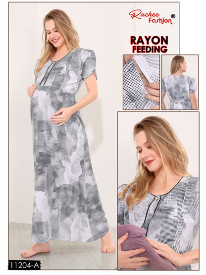 Rayon 11200-11206 Ruchee Fashion Feeding Night Gown Wholesaler Ahmedabad