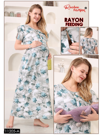 Rayon 11200-11206 Ruchee Fashion Feeding Night Gown Wholesaler Ahmedabad