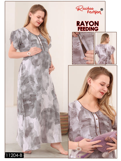 Rayon 11200-11206 Ruchee Fashion Feeding Night Gown Wholesaler Ahmedabad