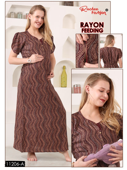 Rayon 11200-11206 Ruchee Fashion Feeding Night Gown Wholesaler Ahmedabad
