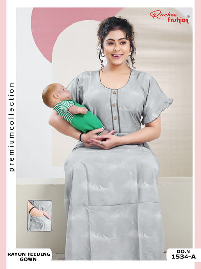 Rayon 1532-1534 Ruchee Fashion Feeding Night Gown Manufacturer Ahmedabad
