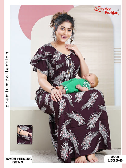Rayon 1532-1534 Ruchee Fashion Feeding Night Gown Manufacturer Ahmedabad