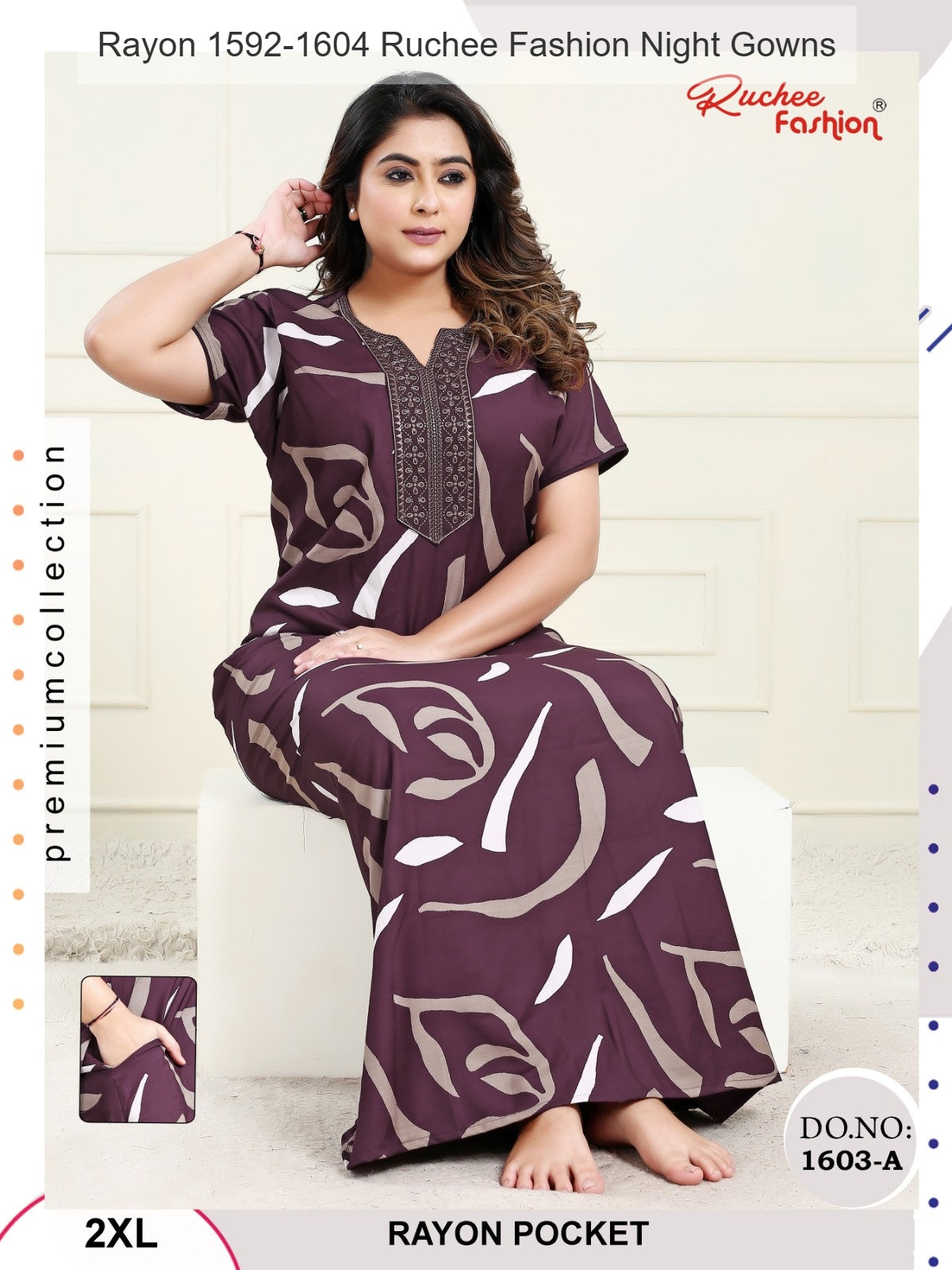 Rayon 1592-1604 Ruchee Fashion Night Gowns Manufacturer