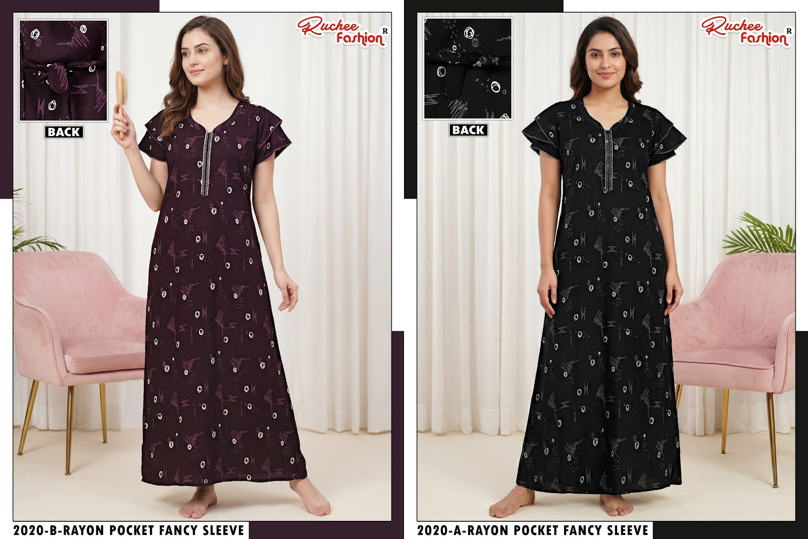 Rayon 160726 Ruchee Fashion Night Gowns Manufacturer India