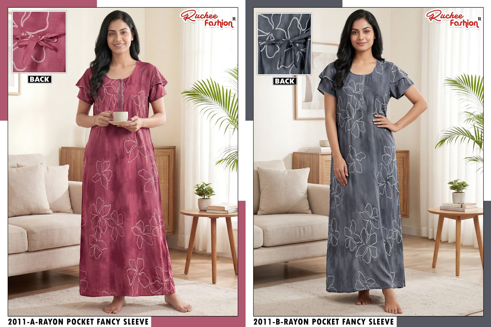 Rayon 160726 Ruchee Fashion Night Gowns Manufacturer India