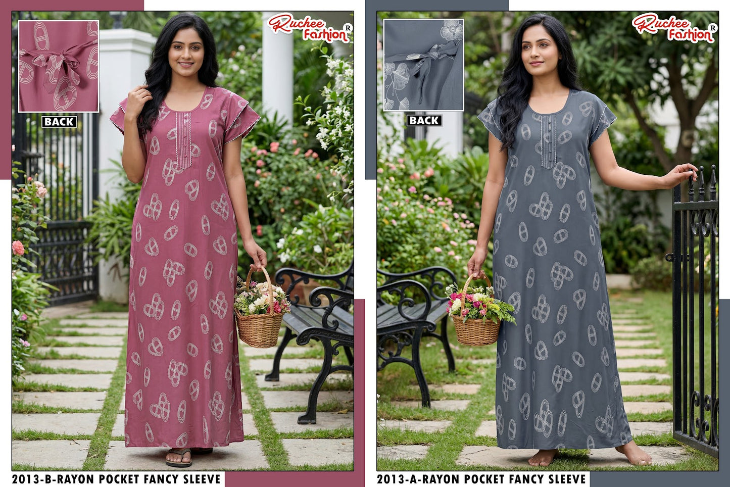 Rayon 160726 Ruchee Fashion Night Gowns Manufacturer India