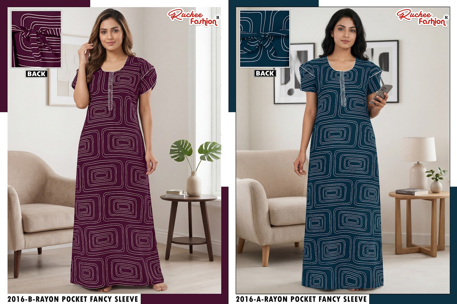 Rayon 160726 Ruchee Fashion Night Gowns Manufacturer India