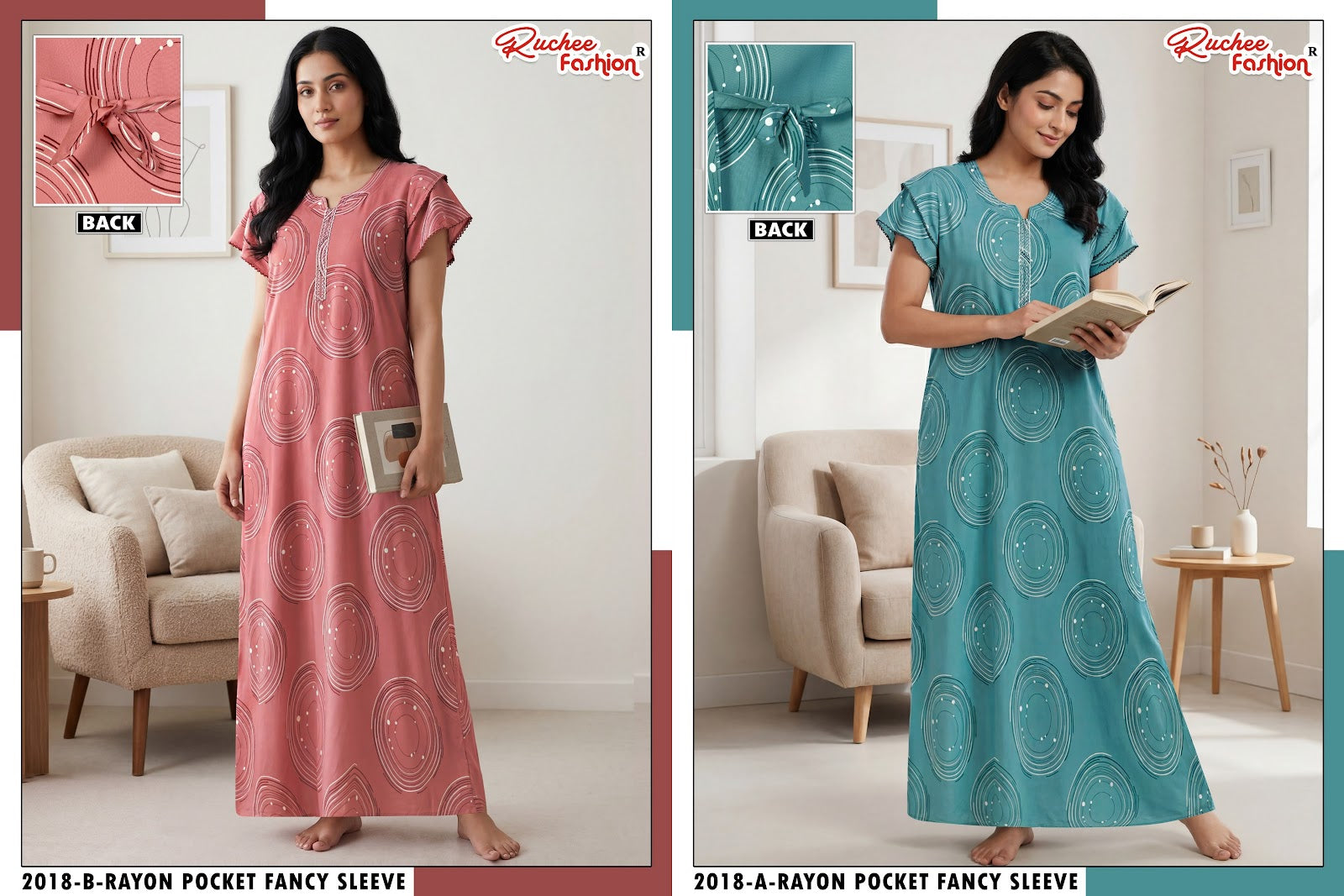 Rayon 160726 Ruchee Fashion Night Gowns Manufacturer India