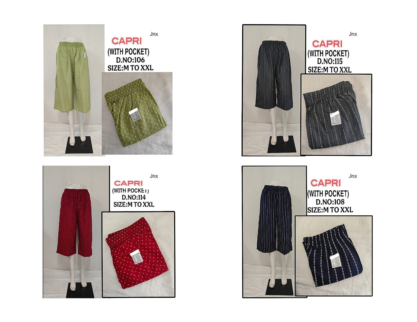 Rayon 1705 Jnx Womens Capri Exporter Gujarat