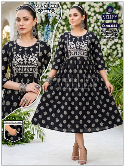 Rayon 2508 Velley Anarkali Kurtis Supplier Gujarat