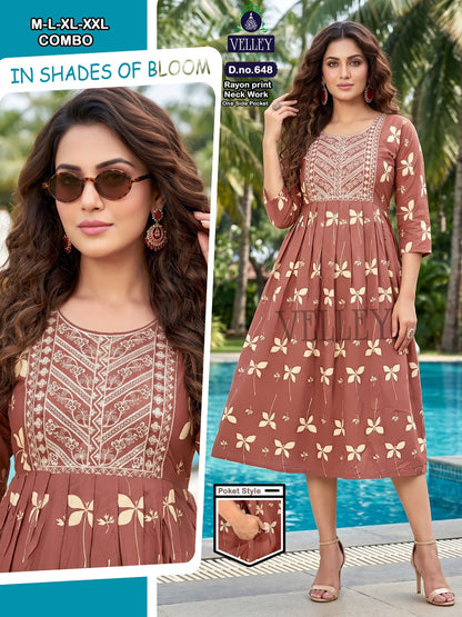 Rayon 2508 Velley Anarkali Kurtis Supplier Gujarat