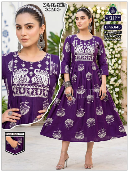 Rayon 2508 Velley Anarkali Kurtis Supplier Gujarat
