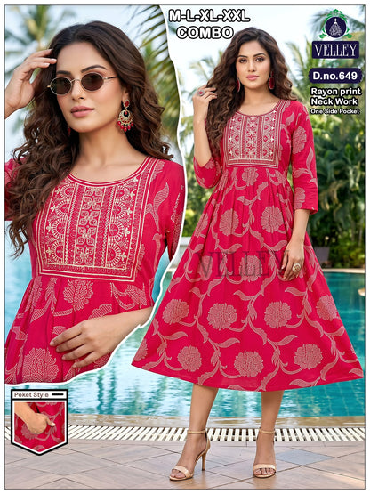 Rayon 2508 Velley Anarkali Kurtis Supplier Gujarat