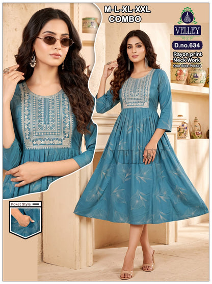 Rayon 2508 Velley Anarkali Kurtis Supplier Gujarat