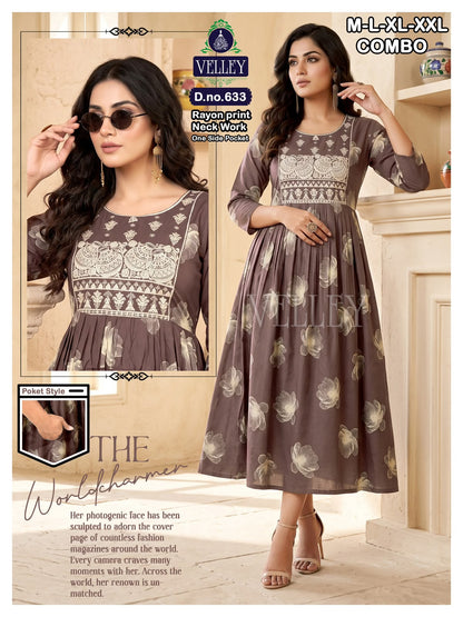 Rayon 2508 Velley Anarkali Kurtis Supplier Gujarat