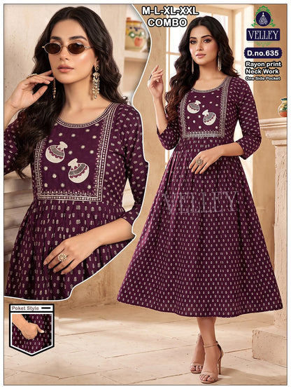 Rayon 2508 Velley Anarkali Kurtis Supplier Gujarat