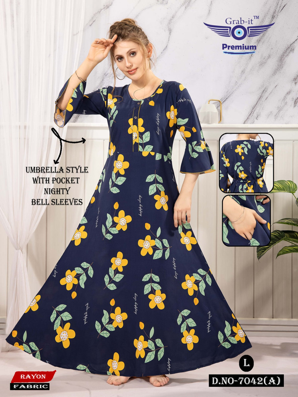 Rayon 2808 Grab It Imported Night Gowns Exporter Gujarat