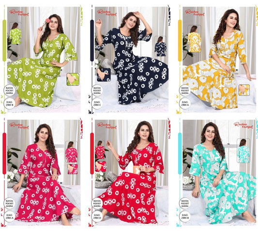 Rayon 2980-2989 Ruchee Fashion Night Gowns Supplier India