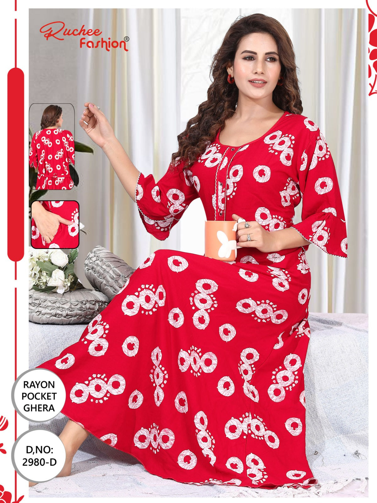 Rayon 2980-2989 Ruchee Fashion Night Gowns Supplier India