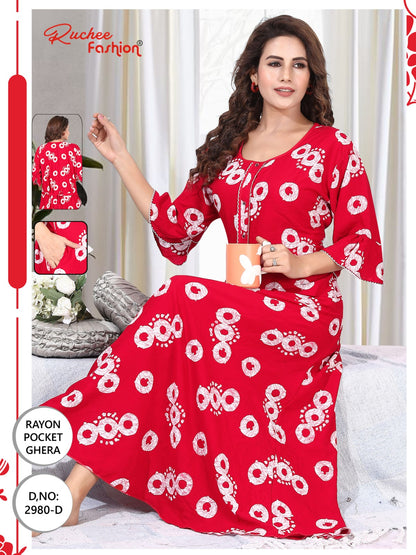 Rayon 2980-2989 Ruchee Fashion Night Gowns Supplier India