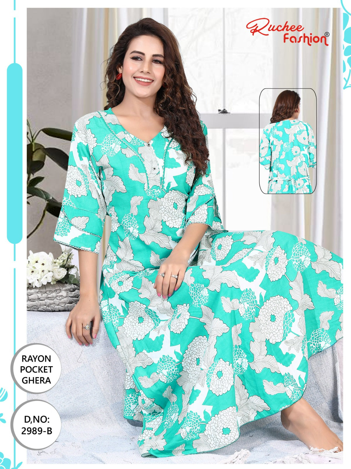 Rayon 2980-2989 Ruchee Fashion Night Gowns Supplier India