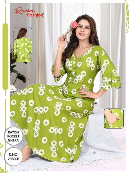 Rayon 2980-2989 Ruchee Fashion Night Gowns Supplier India