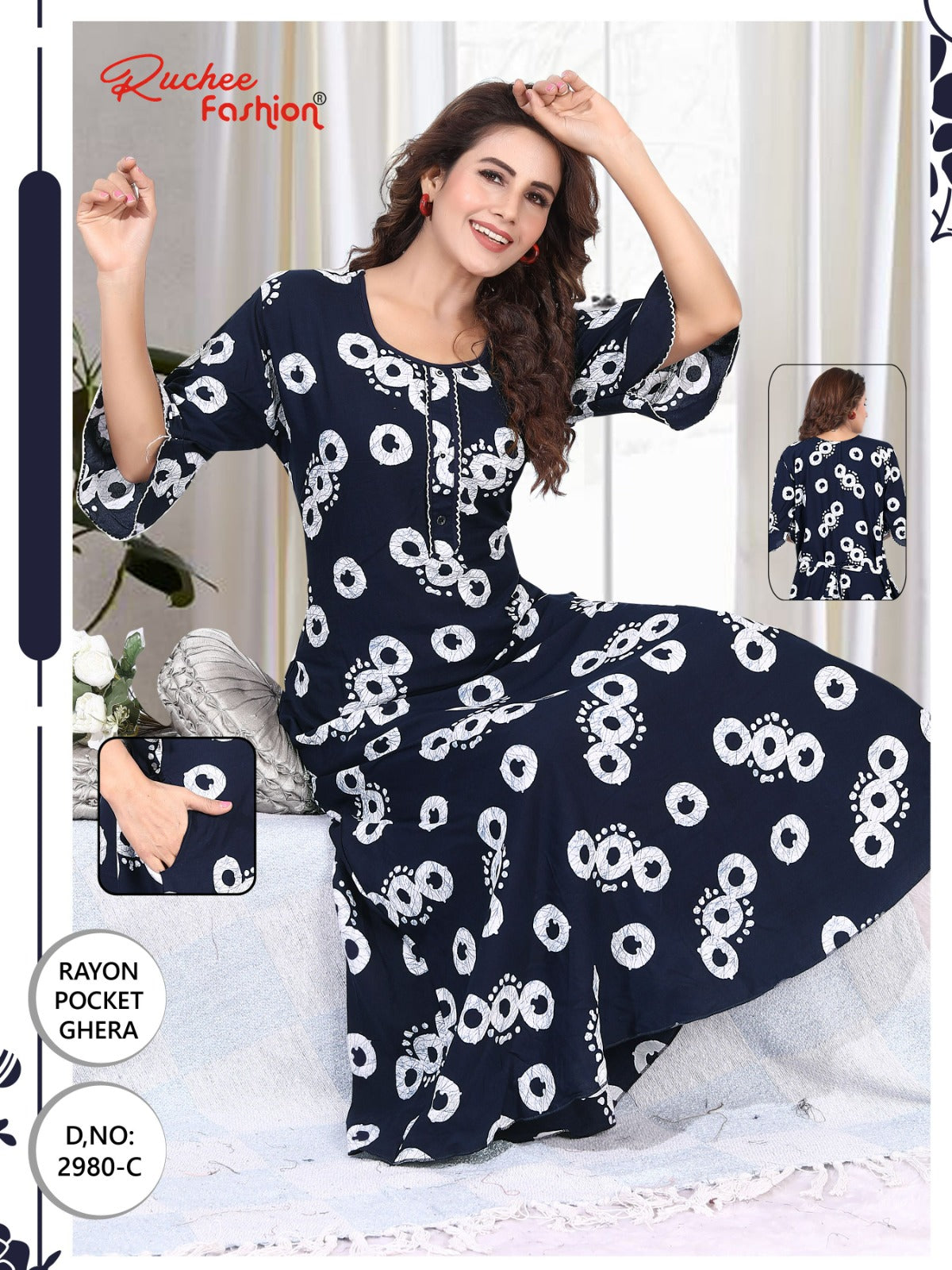 Rayon 2980-2989 Ruchee Fashion Night Gowns Supplier India