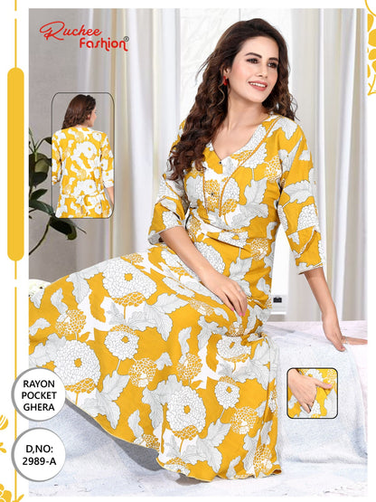 Rayon 2980-2989 Ruchee Fashion Night Gowns Supplier India