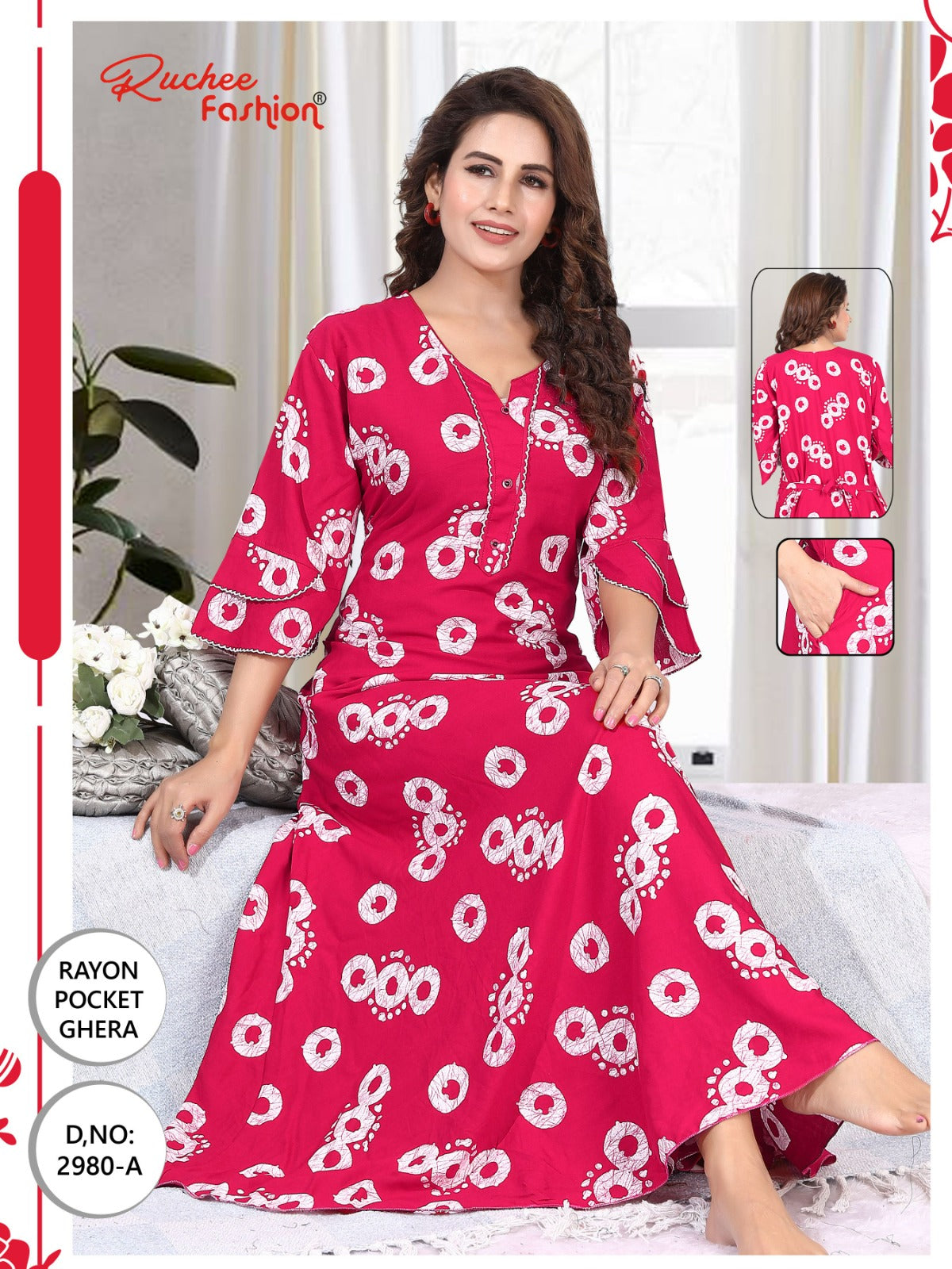 Rayon 2980-2989 Ruchee Fashion Night Gowns Supplier India