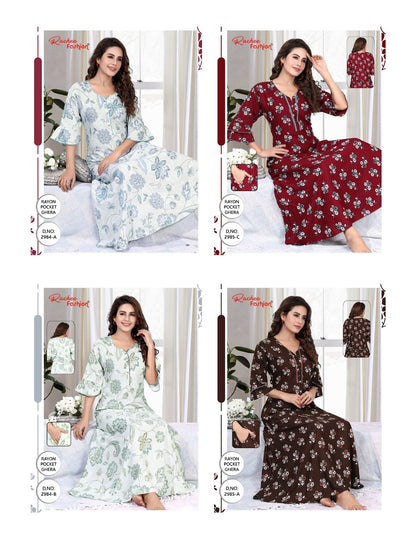 Rayon 2984-2988 Ruchee Fashion Night Gowns Wholesaler India
