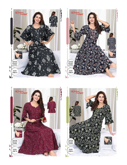 Rayon 2984-2988 Ruchee Fashion Night Gowns Wholesaler India