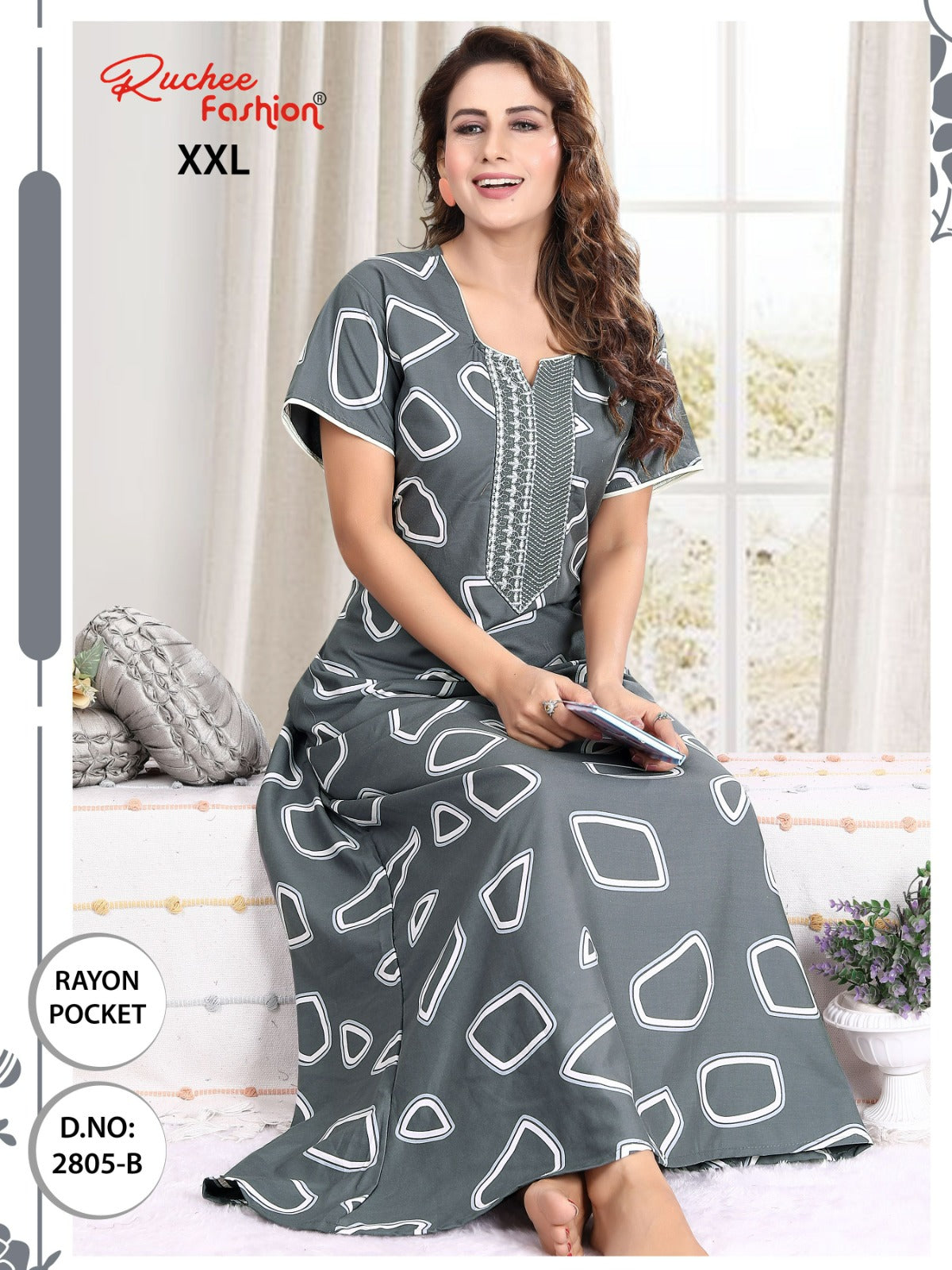 रेयॉन 2Xl रुची फैशन नाइट गाउन सप्लायर गुजरात