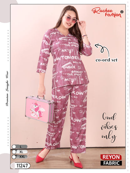 Rayon 300125 Ruchee Fashion Co Ord Set Exporter Ahmedabad