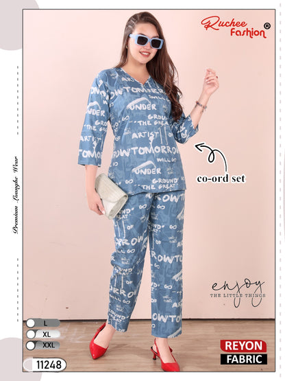 Rayon 300125 Ruchee Fashion Co Ord Set Exporter Ahmedabad