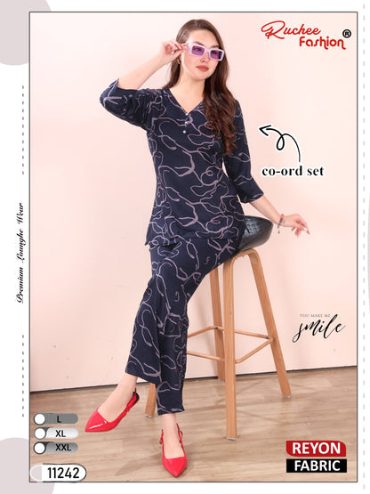Rayon 300125 Ruchee Fashion Co Ord Set Exporter Ahmedabad
