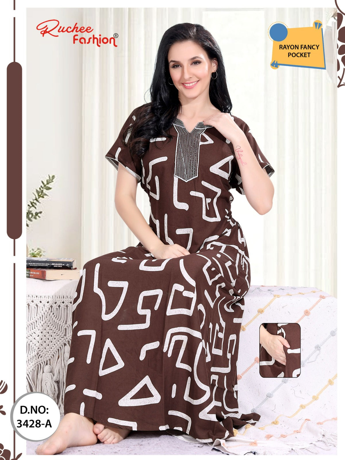 Rayon Aline 2025 Ruchee Fashion Night Gowns Wholesaler Gujarat
