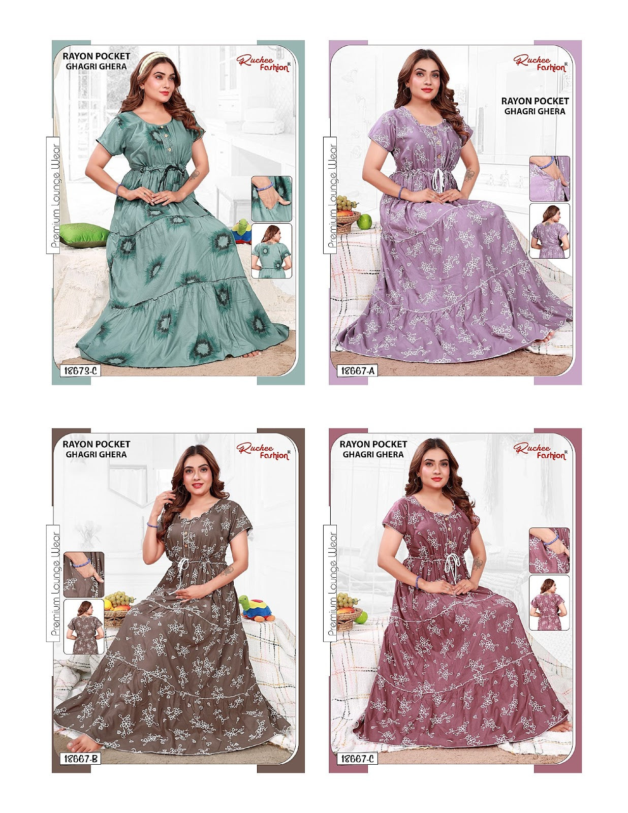 Rayon Ghagri 1711 Ruchee Fashion Night Gowns Manufacturer Ahmedabad