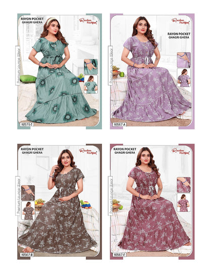 Rayon Ghagri 1711 Ruchee Fashion Night Gowns Manufacturer Ahmedabad